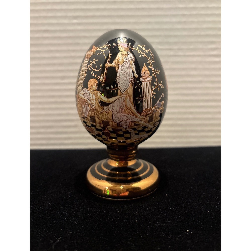 Vintage D. Strigos KE Ceramic Egg Hand Made in Greece 24K Gold
NeoclassicalGreek